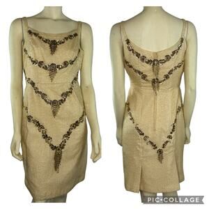 Vintage 1950's Eve’s Taft Ave, Manila formal Ladies dress cream, gold size small